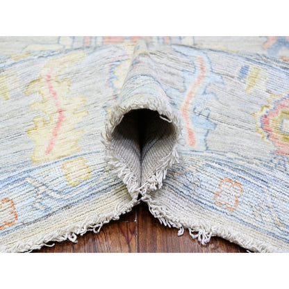 Oushak And Peshawar Wool Hand Knotted Rug Ivory 9.10x13.6 -O088058