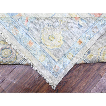 Oushak And Peshawar Wool Hand Knotted Rug Ivory 9.10x13.6 -O088058