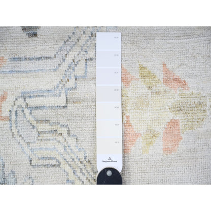 Oushak And Peshawar Wool Hand Knotted Rug Ivory 9.10x13.6 -O088058