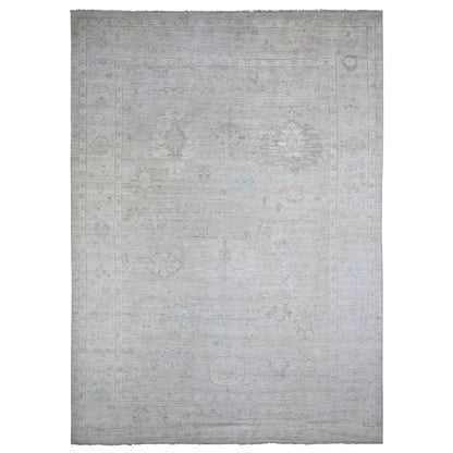 Oushak And Peshawar Wool Hand Knotted Rug Grey Gray 9.11X13.6 -O088063