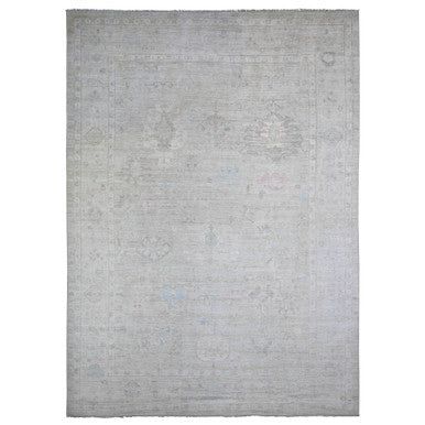 Oushak And Peshawar Wool Hand Knotted Rug Grey Gray 9.11X13.6 -O088063