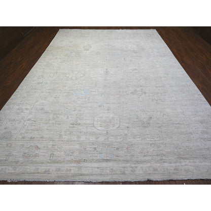 Oushak And Peshawar Wool Hand Knotted Rug Grey Gray 9.11X13.6 -O088063