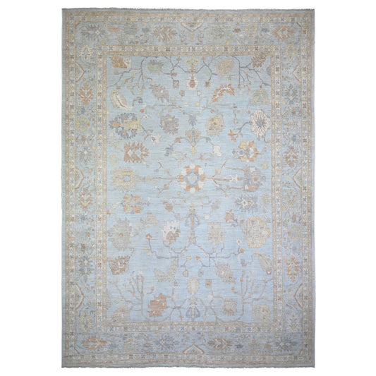 Oushak And Peshawar Wool Hand Knotted Rug Blue Blue 12.2X17.2 -O088068