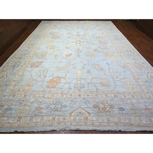 Oushak And Peshawar Wool Hand Knotted Rug Blue Blue 12.2X17.2 -O088068