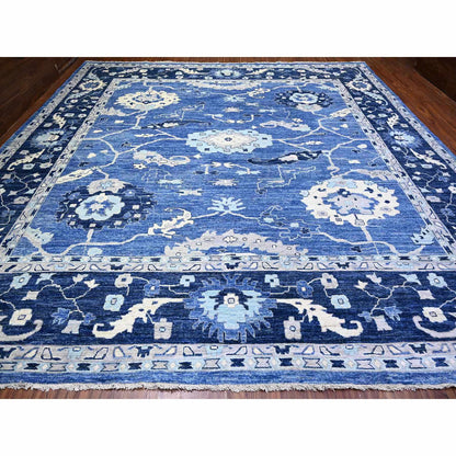 Oushak And Peshawar Wool Hand Knotted Rug Blue Blue 13.9X13.11 -O088069