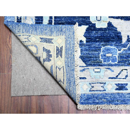Oushak And Peshawar Wool Hand Knotted Rug Blue Blue 13.9X13.11 -O088069