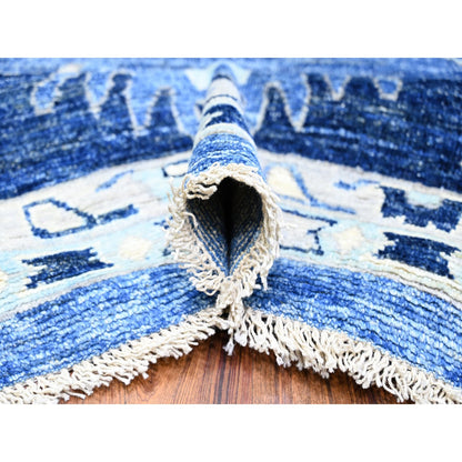 Oushak And Peshawar Wool Hand Knotted Rug Blue Blue 13.9X13.11 -O088069