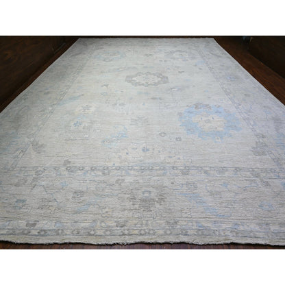 Oushak And Peshawar Wool Hand Knotted Rug Grey Gray 14.0X18.11 -O088070
