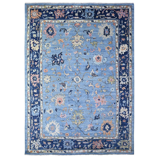 Oushak And Peshawar Wool Hand Knotted Rug Blue Blue 9.9X13.5 -O088073