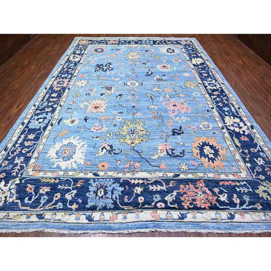Oushak And Peshawar Wool Hand Knotted Rug Blue Blue 9.9X13.5 -O088073
