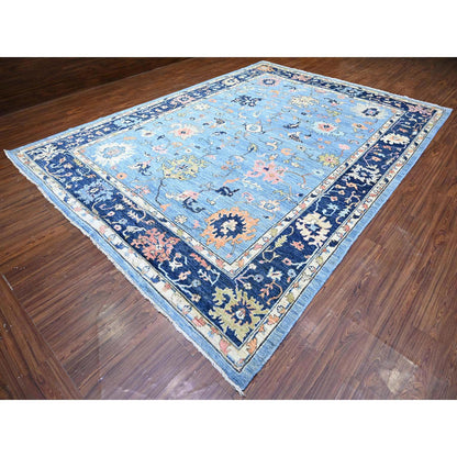 Oushak And Peshawar Wool Hand Knotted Rug Blue Blue 9.9X13.5 -O088073