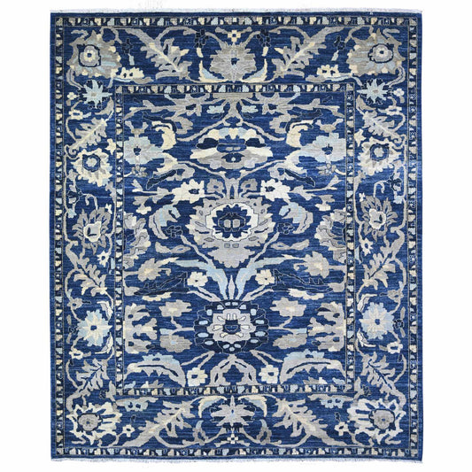 Oushak And Peshawar Wool Hand Knotted Rug Blue Blue 8.3X9.8 -O088075