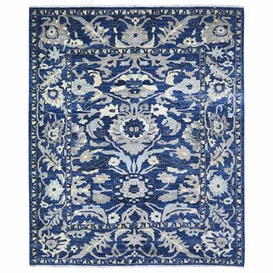 Oushak And Peshawar Wool Hand Knotted Rug Blue Blue 8.3X9.8 -O088075
