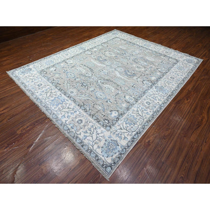 Oushak And Peshawar Wool Hand Knotted Rug Grey Ivory 8.1X10.1 -O088076