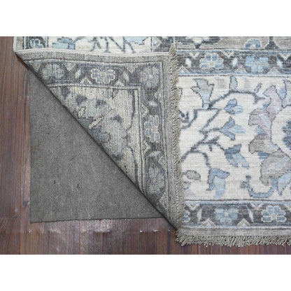 Oushak And Peshawar Wool Hand Knotted Rug Grey Ivory 8.1X10.1 -O088076