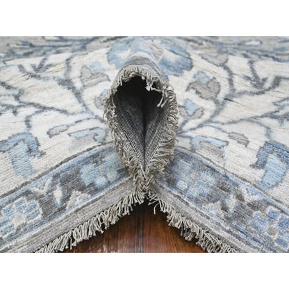 Oushak And Peshawar Wool Hand Knotted Rug Grey Ivory 8.1X10.1 -O088076