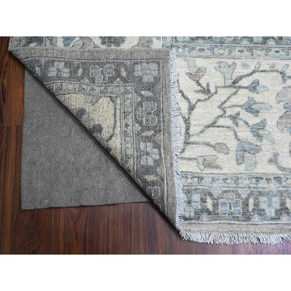 Oushak And Peshawar Wool Hand Knotted Rug Grey Ivory 11.6X14.11 -O088078