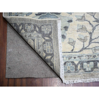 Oushak And Peshawar Wool Hand Knotted Rug Grey Ivory 11.11X14.7 -O088079