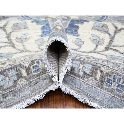 Oushak And Peshawar Wool Hand Knotted Rug Grey Ivory 11.9X12.1 -O088083