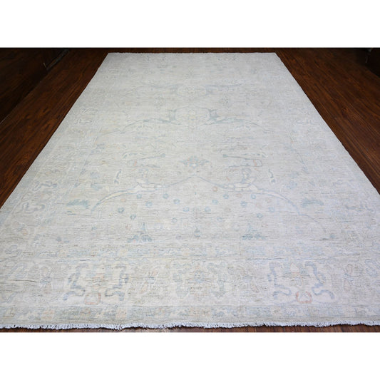 Oushak And Peshawar Wool Hand Knotted Rug Grey Gray 9.9X13.8 -O088084