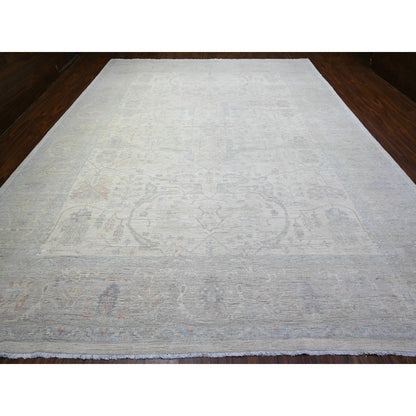 Oushak And Peshawar Wool Hand Knotted Rug Ivory Gray 11.7X15.0 -O088088