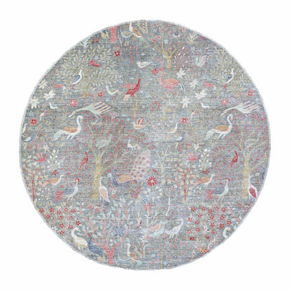 Oushak And Peshawar Wool Hand Knotted Rug Grey No Border 9.8X9.9 -O088101