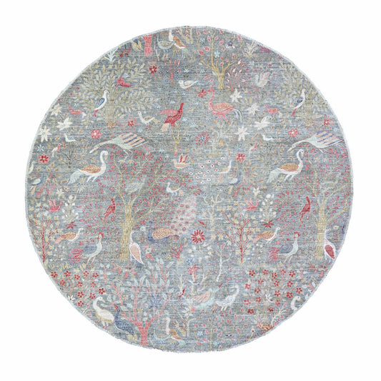 Oushak And Peshawar Wool Hand Knotted Rug Grey No Border 9.8X9.9 -O088101