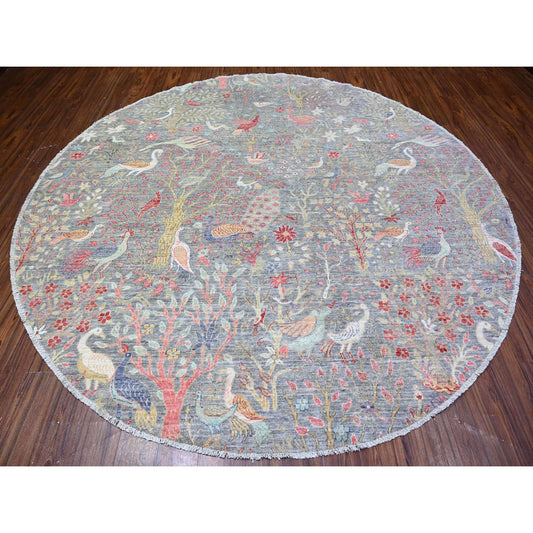 Oushak And Peshawar Wool Hand Knotted Rug Grey No Border 9.8X9.9 -O088101