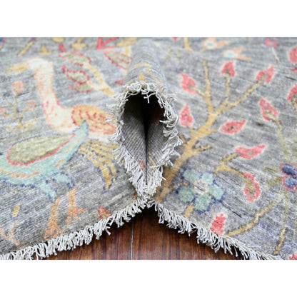 Oushak And Peshawar Wool Hand Knotted Rug Grey No Border 9.8X9.9 -O088101