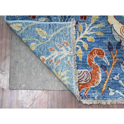 Oushak And Peshawar Wool Hand Knotted Rug Blue No Border 5.0X6.4 -O088110