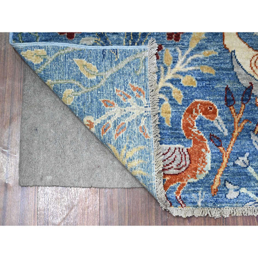 Oushak And Peshawar Wool Hand Knotted Rug Blue No Border 5.0X6.4 -O088110