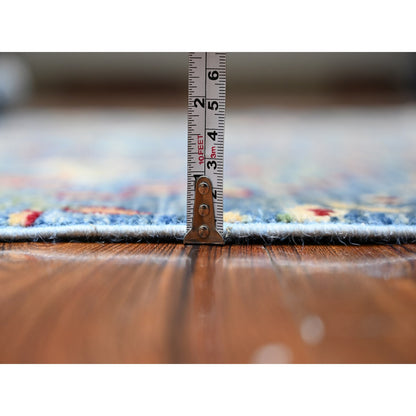 Oushak And Peshawar Wool Hand Knotted Rug Blue No Border 5.0X6.4 -O088110