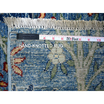 Oushak And Peshawar Wool Hand Knotted Rug Blue No Border 5.0X6.4 -O088110