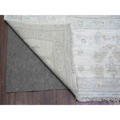 Oushak And Peshawar Wool Hand Knotted Rug Blue Ivory 8.0X10.1 -O088117