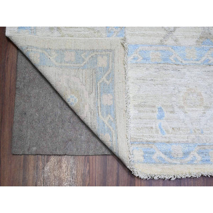 Oushak And Peshawar Wool Hand Knotted Rug Ivory Gray 9.3X11.9 -O088127