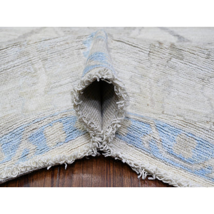 Oushak And Peshawar Wool Hand Knotted Rug Ivory Gray 9.3X11.9 -O088127