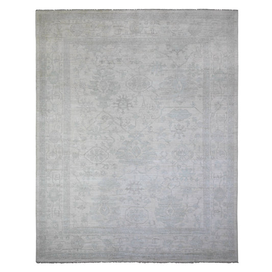 Oushak And Peshawar Wool Hand Knotted Rug Ivory Ivory 11.11X14.10 -O088137
