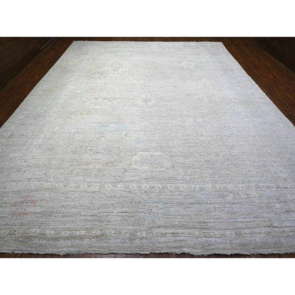 Oushak And Peshawar Wool Hand Knotted Rug Grey Gray 11.10X14.9 -O088138