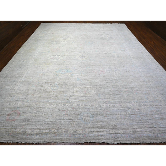 Oushak And Peshawar Wool Hand Knotted Rug Grey Gray 11.10X14.9 -O088138