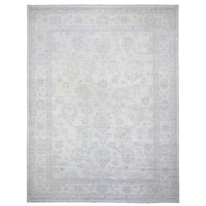 Oushak And Peshawar Wool Hand Knotted Rug Ivory White 11.8X15.0 -O088140