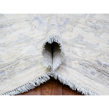 Oushak And Peshawar Wool Hand Knotted Rug Ivory White 11.8X15.0 -O088140