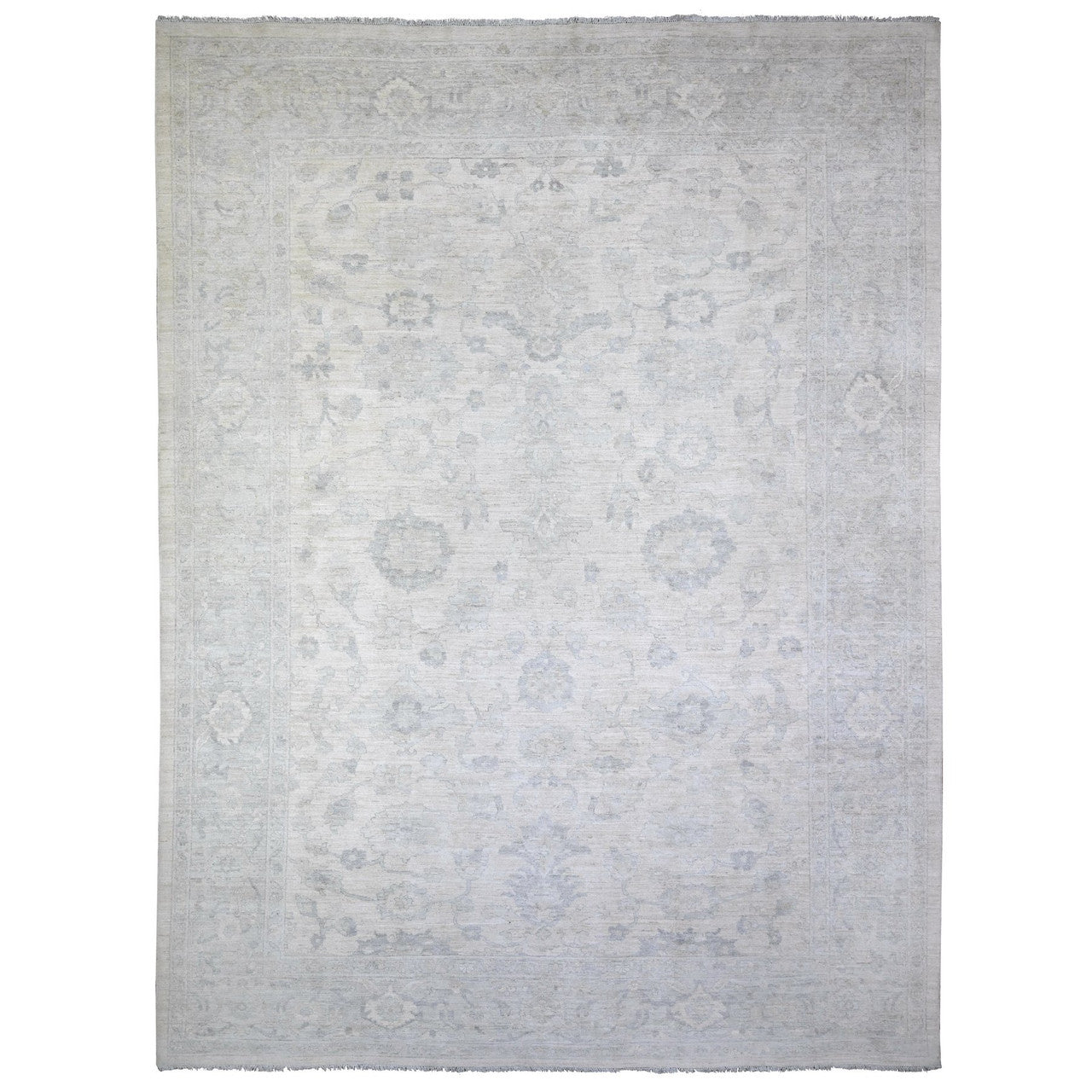 Ivory 11'6" x 15'3" Oushak And Peshawar Hand knotted Wool Rug - Sku: O088141
