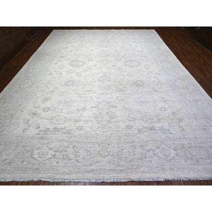 Oushak And Peshawar Wool Hand Knotted Rug Ivory Gray 11.6X15.3 -O088141