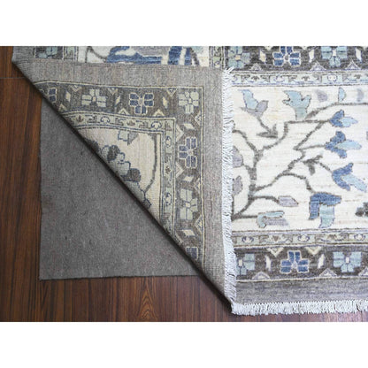 Oushak And Peshawar Wool Hand Knotted Rug Grey Ivory 11.11X12.1 -O088144