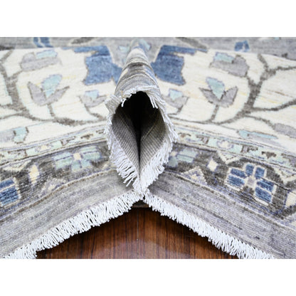 Oushak And Peshawar Wool Hand Knotted Rug Grey Ivory 11.11X12.1 -O088144