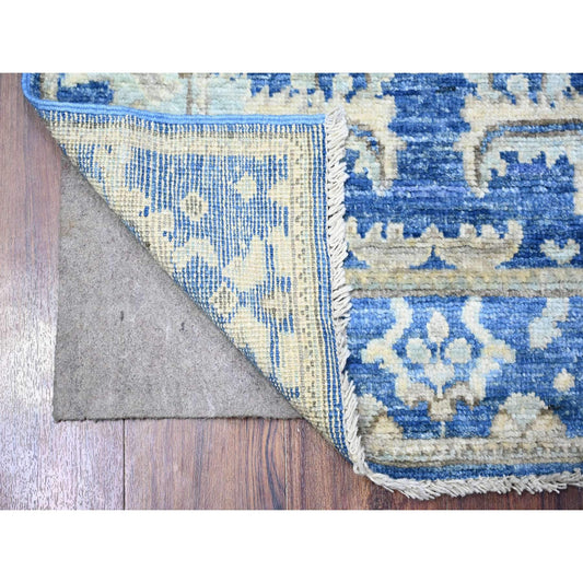 Oushak And Peshawar Wool Hand Knotted Rug Blue Blue 2.7X7.10 -O088147