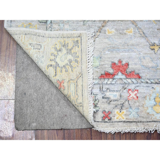 Oushak And Peshawar Wool Hand Knotted Rug Grey Gray 3.1X10.6 -O088149