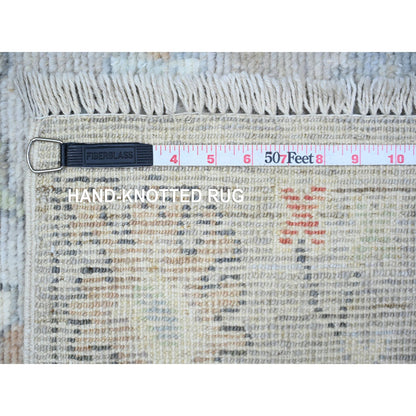 Oushak And Peshawar Wool Hand Knotted Rug Grey Gray 3.1X10.6 -O088149