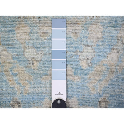 Oushak And Peshawar Wool Hand Knotted Rug Blue Gray 2.9X12.1 -O088155