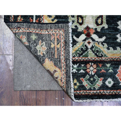 Oushak And Peshawar Wool Hand Knotted Rug Black Black 2.9X9.10 -O088158